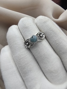 925 plata esterlina aguamarina corazón bisel ajuste anillo diseño Floral hecho a mano piedra preciosa Natural boda fiesta rodio plateado - Product Image 5