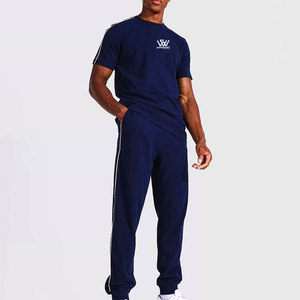 Conjunto de camiseta y pantalones de algodón de estilo sencillo único para hombre, Conjunto de camiseta y pantalones informales con cordón para hombre - Product Image 4