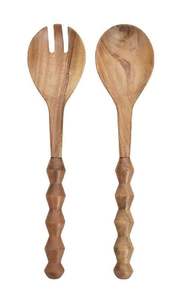 Ensemble de service à salade 2026, 2 pièces, avec serveur à salade en bois de qualité supérieure, couleur naturelle, vaisselle de qualité alimentaire, ensemble de couverts - Product Image 2