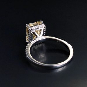 Classique à la mode jaune Zircon pierre octogone coupe 925 bague en argent pour les femmes romantique mariage fiançailles fête cadeaux pour les filles - Product Image 6