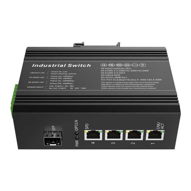 Industrial Switch 4+2 Port full Gigabit Ethernet PoE Switch 4 port POE + 2 port uplink with 1 Sfp