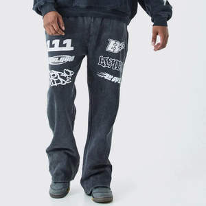 Lavado ácido de gran tamaño púrpura para Puff Print Recortado Gusset Casual Winter Logo Ecológico Transpirable Sudadera con capucha Flare Pantalones de chándal - Product Image 2