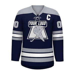 Maillot de hockey sur glace personnalisé pour homme, lettres brodées personnalisées, broderie, grande taille, manches longues, service OEM - Product Image 2
