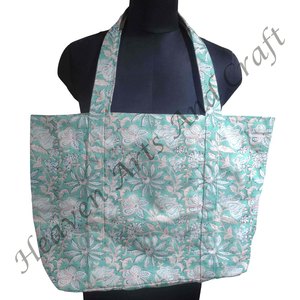 Bolso de hombro con estampado de bloques para mujer, estampado de estilo bohemio, estampado abierto a la moda, lavable para Picnic en la playa - Product Image 3
