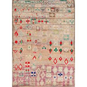 พรมขนสัตว์ถักมือสีเบจและสีน้ำตาลลายเรขาคณิตสำหรับห้องนั่งเล่นและรถยนต์ ขนาด 9x12 รุ่น Pae-4570 - Product Image 1