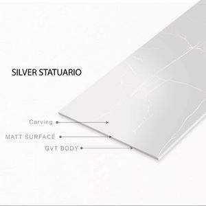Statuario plateado, azulejos de porcelana con acabado mate de 600x1200mm, baldosas antideslizantes para uso en habitación, diseño europeo moderno sólido - Product Image 1