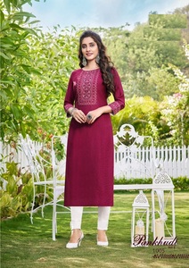 Collection de kurti de broderie de séquence lourde en tissu de viscose de rayonne pure - Product Image 5