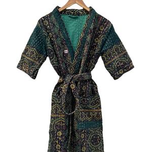 Chaquetas acolchadas Kantha de algodón de talla libre para mujer de la mejor calidad, Abrigos, Chaquetas con estampado Ajrakh para otoño, comodidad cosida a mano - Product Image 1