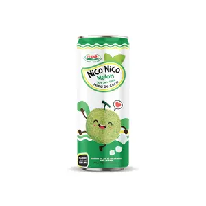 320ml Melon Juice with Nata De Coco Coconut Jelly in Sleek Can Soft Drink From Nico Nico Brand Beverage Vietnam Manufacturer