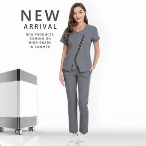 Costume de travail d'été contemporain à manches courtes pour femmes uniformes médicaux ensemble de gommages pour médecins et infirmières vêtements de travail hospitaliers - Product Image 6