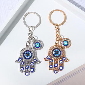 ميدالية مفاتيح على شكل يد حمسة وعين الحسد، تميمة حماية من العين الشريرة، تعليقة كريستالية معدنية للسيارة والحقائب، هدية حظ، إكسسوار زينة - Product Image 3