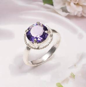 Handmade Rhodium Plated Iolite Ring 925 Sterling Silver Luxury Purple Blue Gemstone Jewelry Elegant Gift for <b>Women</b> Boho Design - Product Image 2