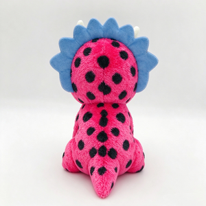 Customized Pink Spotted Triceratops Plush Toy, Cute Big <b>Blue</b> <b>Glitter</b> Eyes Stuffed Dinosaur Animal, Soft Sitting Dino Doll - Product Image 3