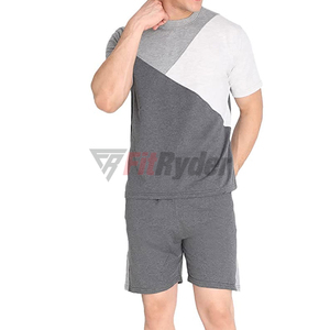 2024 logotipo personalizado verano 2 piezas hombres conjunto corto transpirable Jogger algodón hombres camisetas y pantalones cortos conjunto al por mayor tarifa OEM - Product Image 1