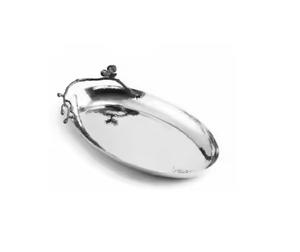 Plateau de service en aluminium martelé avec poignées en forme de feuille pour plateau de table décoratif pour la maison - Product Image 1