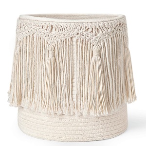 Macrame Storage <b>Basket</b> Cotton Rope 100% Handmade for Home Decor Modern Style Small Wall Hanging Bathroom <b>Nursery</b> Bedroom Living - Product Image 1