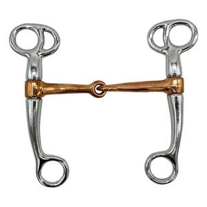 Broca de puerto bajo con mejillas marrones antiguas Boquilla de acero inoxidable de 5 pulgadas Broca de entrenamiento de equitación duradera para control - Product Image 1