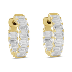 Pendientes Huggie de Oro Blanco con Diamantes de Corte Esmeralda para Mujer, Color D, Lujo para Uso Diario, Aspecto Lujoso - Product Image 4