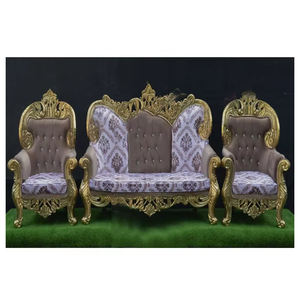 Dernier ensemble de canapés design pour mariage Bollywood Ensemble de meubles de scène pour mariage musulman Ensemble de canapés élégants en métal sculpté pour mariage - Product Image 1