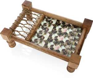 Wooden Kitchenware Set Still Life <b>Pattern</b> Charpai Tray Paddle Board <b>Rolling</b> <b>Pin</b> Serving Platter for Wedding Diwali Home Decor - Product Image 5