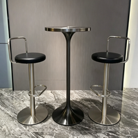Ensemble table et chaises de bar modernes en acier inoxydable, tabourets de bar pivotants, ensemble de comptoir de bar pour la maison, la cuisine, le café, le bar