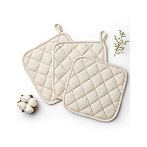 Crema Eco asequible 100% algodón acolchado resistente al calor GOTS certificado almohadilla de agarre de cocina OEM ODM logotipo personalizado hecho en La India soporte para olla - Product Image 6