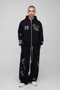 Top Quality Cotton <b>80</b>% Fleece 20% Hoodie Set Men Women Winter Loose Zipper Long Sleeve Hooded Tracksuit <b>Outfit</b> Plus Size - Product Image 6