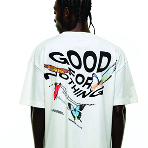 Vente en gros 100% coton T-shirt ample épais à épaules tombantes T-shirt surdimensionné pour hommes avec logo personnalisé - Product Image 5