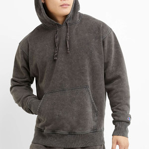 Pull à capuche vintage délavé à l'acide pour hommes, coton éponge français, motif imprimé solide, prix de gros, hiver à bas quantité minimale de commande - Product Image 1