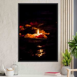 Printed Canvas Artwork: Hindu Festival Decor, Diwali Design,BLACK <b>FRAMED</b> CANVAS - Product Image 1