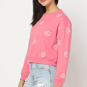 Los más vendidos de calidad en blanco de lana de gran tamaño OEM de tamaño real de impresión personalizada Logo cuello redondo MOQ sudadera de mujer - Product Image 3