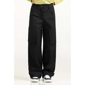 กางเกงคาร์โก้ผ้าแคนวาสทรงตรงเอวสูงสำหรับผู้หญิง รุ่น WM-NDJ-SS25-004 สไตล์ฮิปฮอปและทรงปาลาซโซ่ สีพื้น แฟชั่นทันสมัย - Product Image 1