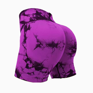 2025 mujeres de cintura alta Yoga Push Up Booty Tie Dye Knit Slim Gym Workout Running Three Point shorts para mujeres pantalones cortos de mujer - Product Image 6