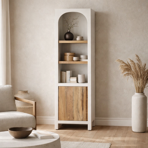 Armoire en bois d'acacia MAYA |   Meuble de rangement minimaliste Japandi |   Vitrine en bois massif, design de meubles pour salon - Product Image 2