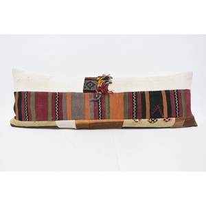 Beige Wool Pillow 16x48 Inch Luxury Kilim Patchwork Decorative Accent Woven Vintage Floral Print Pattern <b>Fluffy</b> Floral <b>Bedding</b> - Product Image 1