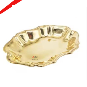 Último diseño de hoja con acabado dorado plato para servir restaurante y bar de hotel - Product Image 2