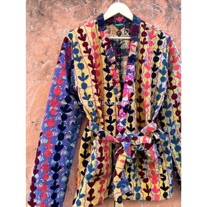 Veste Kantha en coton avec broderie indienne faite à la main, manteau Vintage coloré, Style bohème, cadeau de noël - Product Image 1