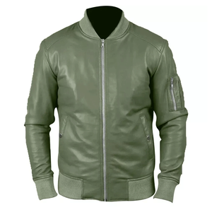 เสื้อแจ็คเก็ตนักขี่จักรยานสำหรับผู้ชายเสื้อโค้ทสไตล์ฤดูหนาวทำมือขนแกะสีแดงแท้ปกตั้งและเคลือบด้วยวัสดุพรีเมี่ยม - Product Image 4