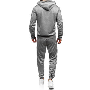 Chándal deportivo de poliéster 100% para hombre, conjunto de 2 piezas con logotipo bordado, cintura elástica, manga larga, Sudadera con capucha, cremallera completa - Product Image 5