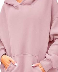 Sweat à capuche rose pâle pour femme, sweat-shirt en polaire surdimensionné et chaud avec capuche, vêtement d'hiver confortable, style décontracté, poche kangourou - Product Image 6