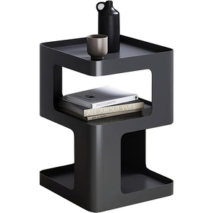 Table d'appoint moderne en métal noir, table de chevet sans assemblage avec rangement pour chambre, salon et entrée, élégante et durable - Product Image 5