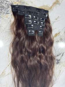 Extensions de Cheveux Humains Naturels Noirs et Lisses pour Femme, Style Vague Profonde, Facile à Clipser - Product Image 3