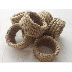 Anneaux de serviette en jute en corde naturelle à la mode dans les ustensiles de cuisine et les ustensiles de table pour toutes les occasions de décoration à bas prix - Product Image 1