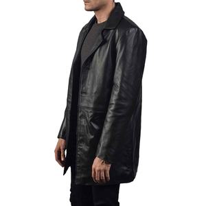 Manteau long en cuir véritable sur mesure pour hommes et femmes, col montant, cuir de vache, logo frontal, respirant, coupe-vent, veste d'automne - Product Image 6