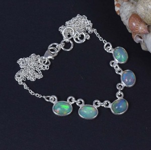 Indian Best Jewelry Ethiopian Opal 925 Sterling Silver Gemstone Chain <b>Necklace</b> <b>October</b> <b>Birthstone</b> Natural Stone Gift for Her - Product Image 2