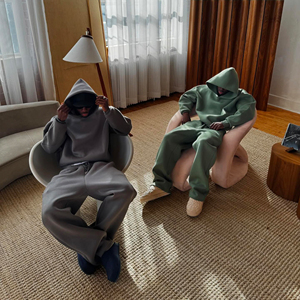 ชุดวอร์มสำหรับผู้ชายชุดวอร์มผ้าคอตตอนแบ็กกี้มีฮู้ดโอเวอร์ไซส์สำหรับ450gsm 500 GSM 100% - Product Image 3