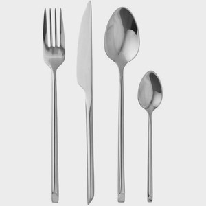 Ensemble de couverts en acier inoxydable poli avec manche long et épais, moderne, pour vente en gros (couteau, fourchette, cuillère à café) - Product Image 1