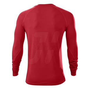 เสื้อรัดรูปแขนยาวของผู้ชายเสื้อยืดแบบระบายอากาศได้ดีและปรับแต่งได้เสื้อยืดรัดรูปลายพื้นพร้อมบริการ OEM - Product Image 6