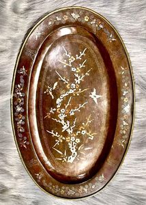 <b>Mother</b> of Pearl Serving Decorative Tray Wood Shell Tray Bone Inlay Decorative Middle East Arabian Style Luxury Tray - Product Image 5