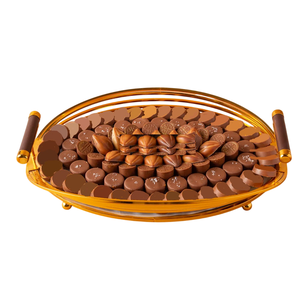 Service de chocolat en métal doré de qualité exclusive plaqué avec support floral Design attrayant Plateau de service de bonbons au chocolat - Product Image 4